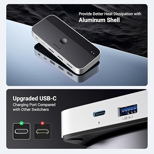 UGREEN USB 3.0 Switch 2 Computers Sharing USB C & A Devices, 4 Port USB - Image 5