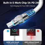 USB C to USB C Cable10ft, 240W 2-Pack USB 2.0, Type C Charger Cable Fast Charge - Image 3