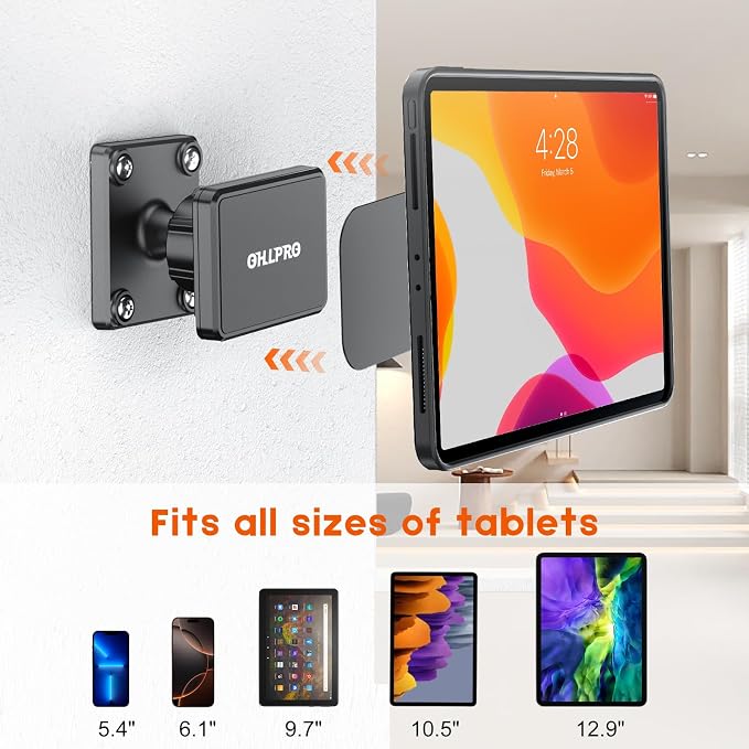 OHLPRO Magnetic Tablet Wall Mount Holder, 360° Rotatable Drilling Base iPad - Image 6