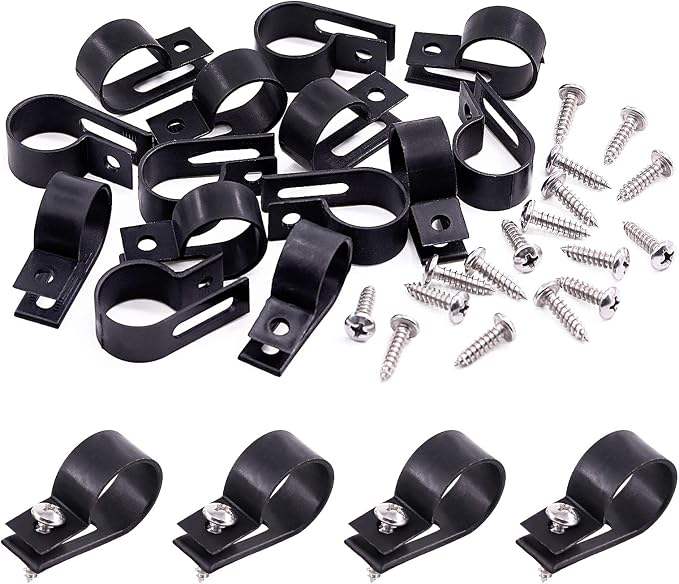 Swpeet 120 Pack White 3/4 Inch Nylon Plastic R-Type Cable Clips Clamp Kit by Swpeet
