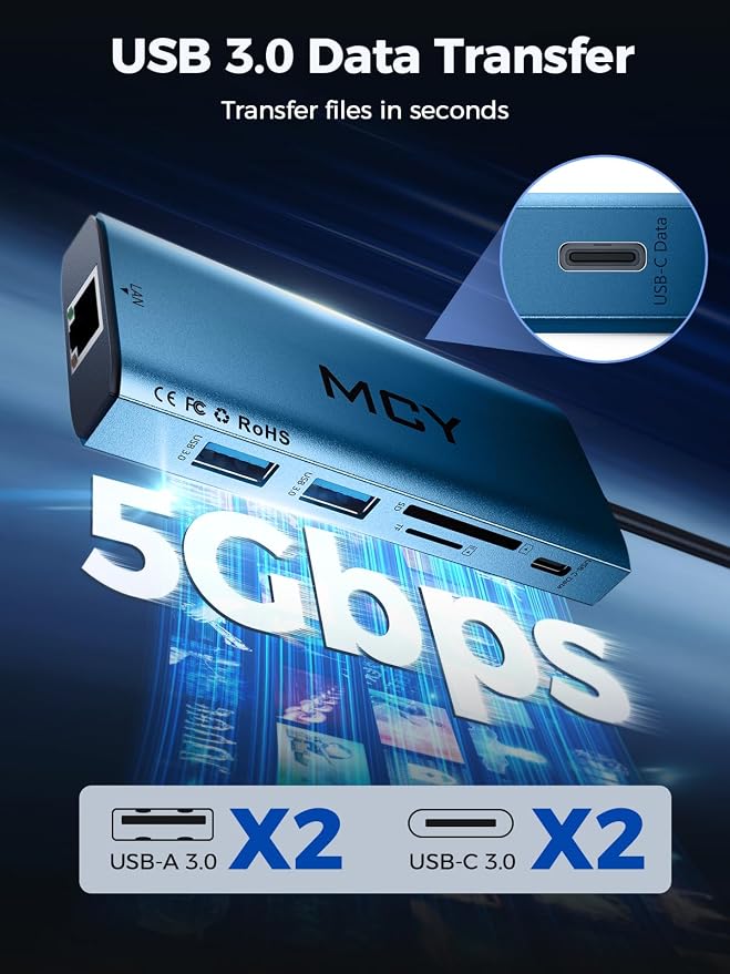 MCY USB C Hub, Laptop Docking Station Dual Monitor Single 8K, 10 in 1 Type-C - Image 5
