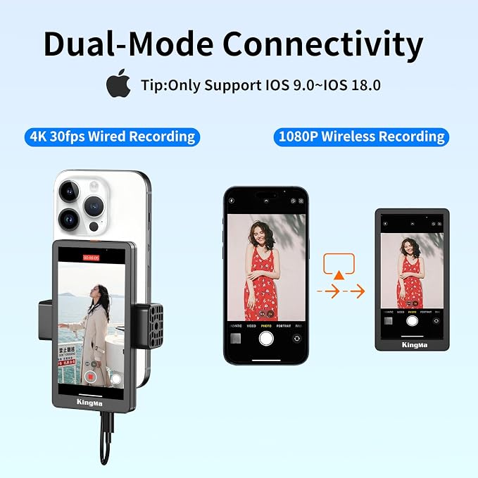 King Ma 5" Phone Vlog Selfie Monitor Screen, Back Camera Monitor - Image 5