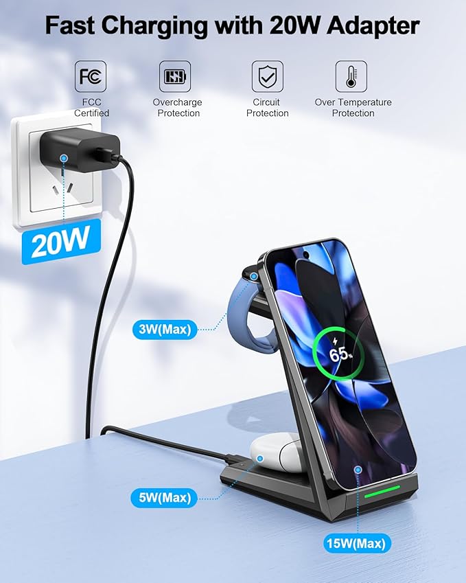NANAMI Wireless Charger for Google - 3 in 1 Wireless Charging Station Fast - Image 3