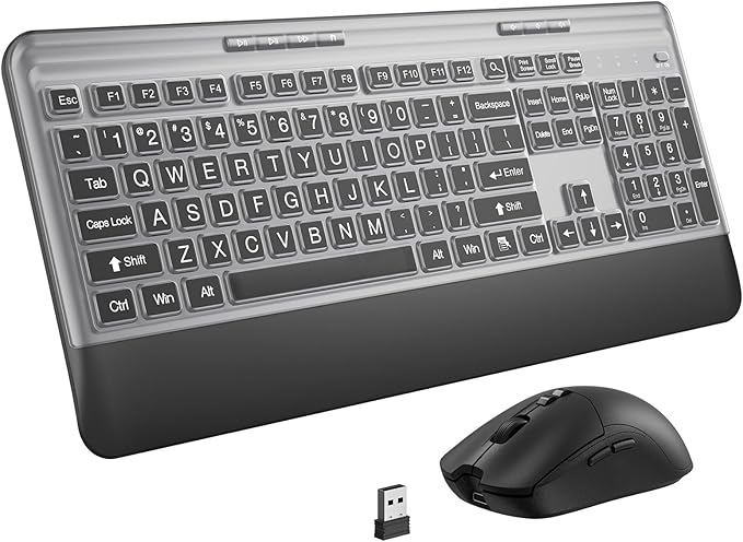 Silent Wireless Keyboard and Mouse Combo by KOPJIPPOM