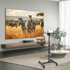 2 Shelves Mobile Projector Stand, Rolling Laptop Stand Adjustable Height to 47 - Image 2