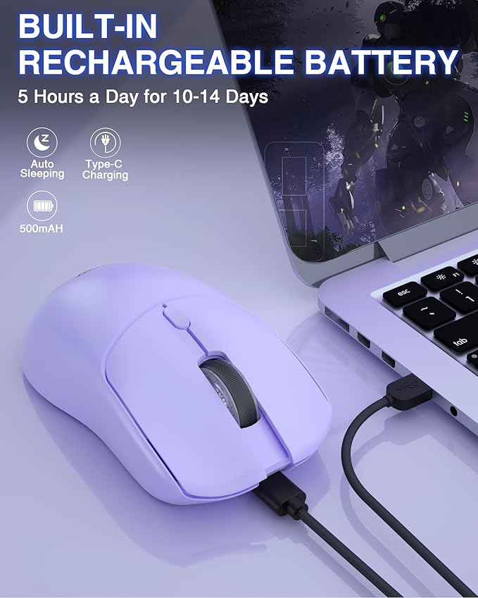 AULA SC580X Wireless Gaming Mouse, Tri-Mode 2.4G/BT5.0/USB-C Gaming Mice - Image 6