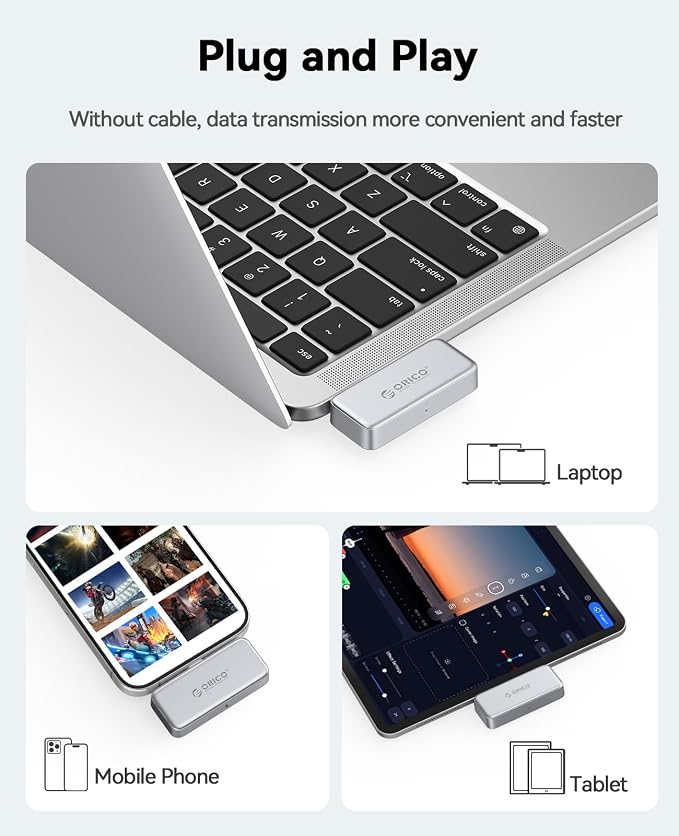 ORICO FlashPod 1TB Portable SSD Up to 2000MB/s, Direct Plug Design, High-Speed - Image 6