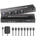 8K@60HZ 4K@120Hz HDMI KVM Switch 2 Monitors 4 Computers by Bcrokory
