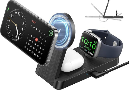 3 in 1 Magnetic Wireless for iPhone Charging Station: Foldable Portable Charger by ChargingStation