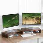 TEAMIX 2 Pack Monitor Stand Riser-20 inch, Wooden Tabletop Shelf - Image 2