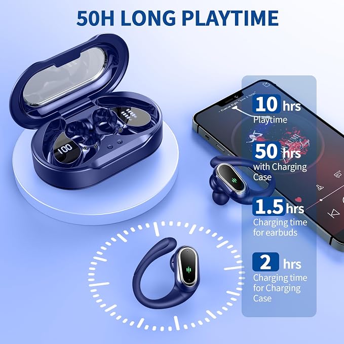 Wireless Earbuds, 2025 Bluetooth 5.4 Headphones Sport, 50H Stereo Wireless - Image 6