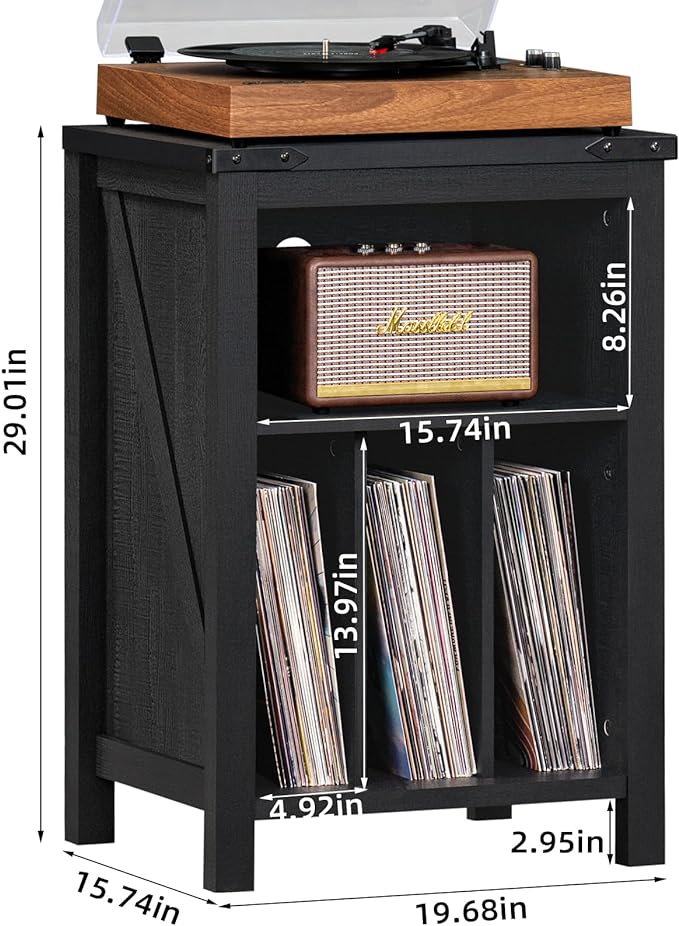 Record Player Stand with Vinyl Record Storage - Image 2