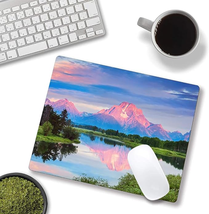 Snowy Mountains Lake Tree Mountains Mouse Pad, Landscape Mouse Pad Custom Design - Image 4