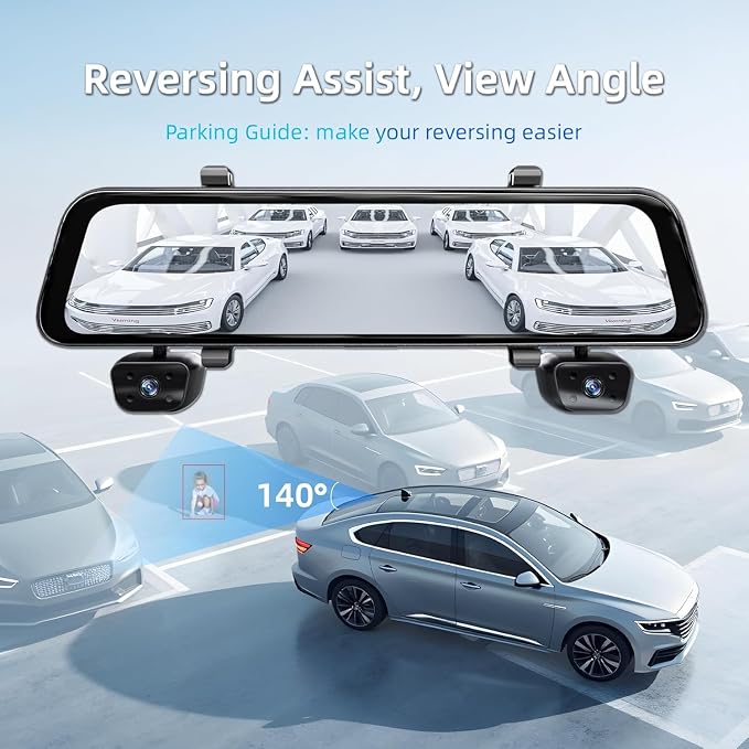 2025 Rear View Mirror Camera, 4 Channel Mirror Dash cam Front and Rear 24/7 - Image 8