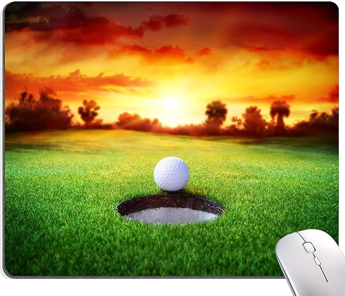 Mouse Pad, Ball in Hole Golf Mouse Pad Rectangle Custom Designs, Waterproof by KUOSGM