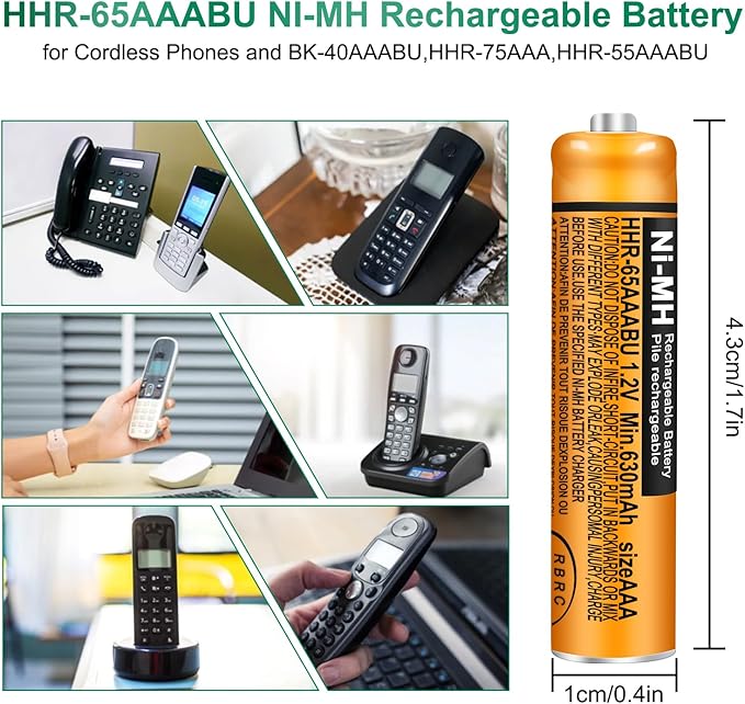 6 Pack HHR-65AAABU NI-MH Rechargeable Batteries 1.2V 630mAh AAA Battery - Image 3