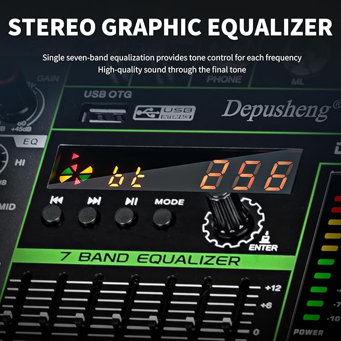Depusheng MX12 12 Channel Sound Mixer Audio Mixing Console 48V 256DSP - Image 9