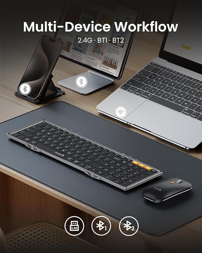 ProtoArc Foldable Keyboard and Mouse, XKM01 True Full-Size Folding Wireless - Image 4