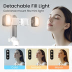 Mini Selfie Stick with 2 Fill Lights, Portable Phone Tripod with Remote and - Image 2