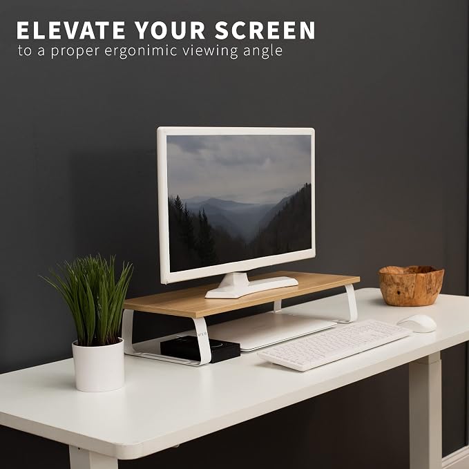 VIVO 24 inch Monitor Stand, Wood and Steel Desktop Riser, Small TV, Ergonomic - Image 7