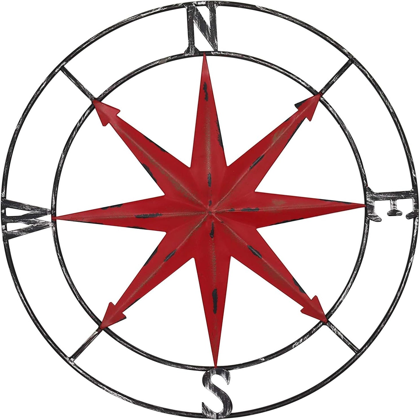 aboxoo Round Metal Compass Decorative Compass Metal Wall Art Hanging Wall Sculpture 22.8 Inch Diameter Farmhouse Decor Indoor or Outdoor Sign