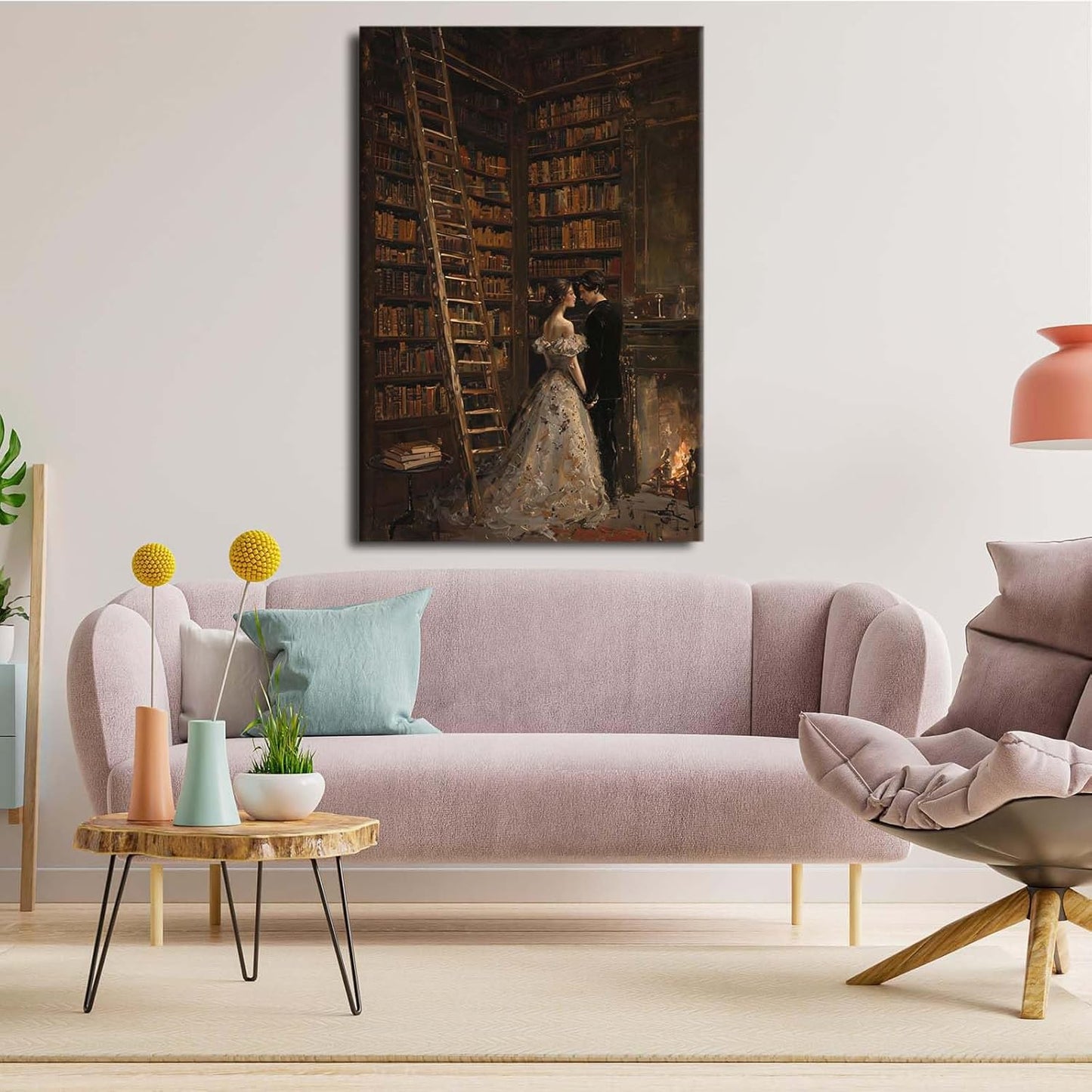 JFHCQJPK Gothic retro library scene decoration melancholy calm art college style wall aesthetic antique style home decoration suitable for bedroom living room28x40in Frameless