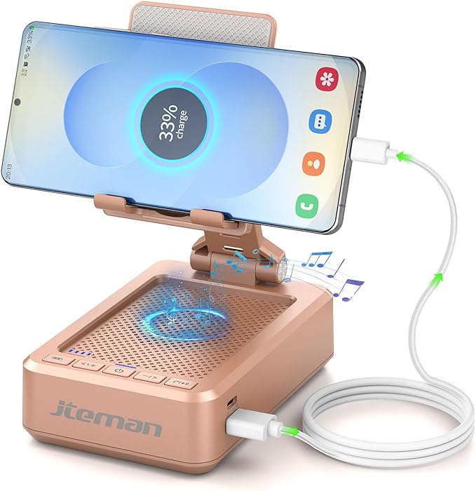 JTEMAN Cell Phone Stand with Bluetooth Speaker and Charging Function, Birthday by jteman