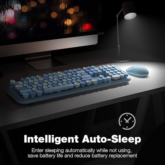 KNOWSQT Wireless Keyboard and Mouse Combo Pale Blue - Image 4