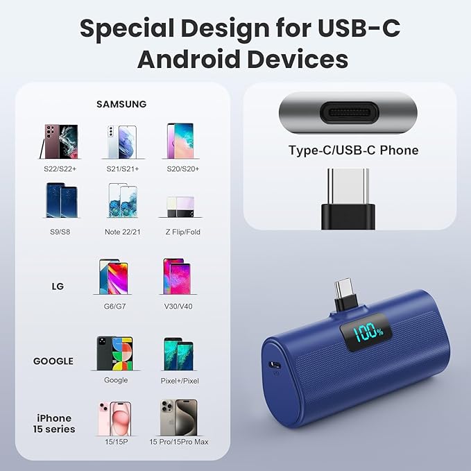 Portable Charger for iPhone 16/15 Series, 5200mAh PD USB C Power Bank Built-in - Image 4