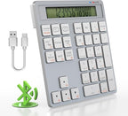 2-in-1 Wireless Number Pad & Calculator, 34-Key Portable Number Pad by Rytaki+Pro