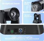 TONGVEO 3X Optical Zoom PTZ Camera HDMI USB 3.0 1080P 60fps 114-Degree - Image 2