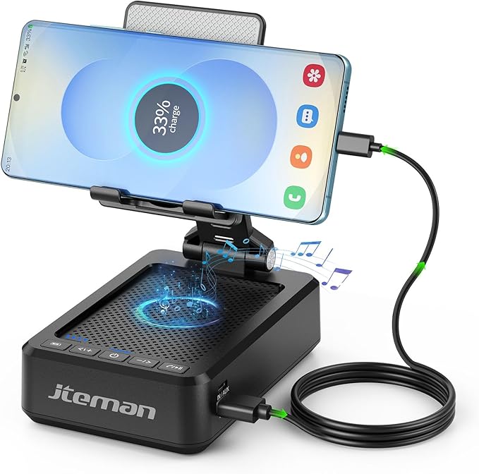 JTEMAN Cell Phone Stand with Bluetooth Speaker and Charging Function, Birthday by jteman