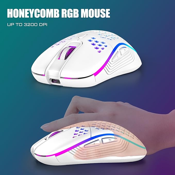 RedThunder K84 Wireless Keyboard and Mouse Combo, Rainbow Backlit Rechargeable - Image 4