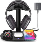 Airpod Max Charger Stand with 15w Wireless Charger, Suguder 4 in 1 Headset by Suguder