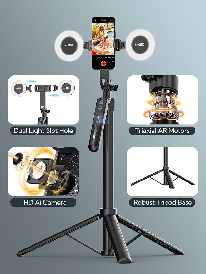 Auto Face Tracking Tripod 360 Rotation, Phone Tripod - Image 7