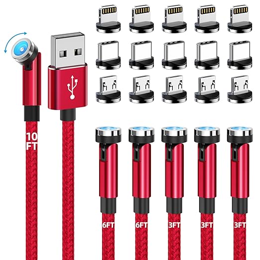 Magnetic Charging Cable, 540 Rotating Phone Charger 3 in 1 USB Cable Nylon by Ankndo
