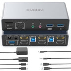 HDMI KVM Switch 2 Monitors 2 Computers, Dual Monitor KVM USB Switcher 4K@60Hz by SuidekDirect