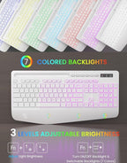 Wireless Keyboard with 7 Colored Backlit, Wrist Rest, Phone Holder, - Image 2