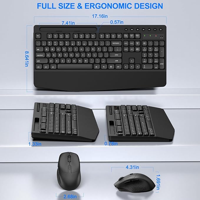 EDJO Wireless Keyboard and Mouse Combo, Full-Size Ergonomic Wireless Computer - Image 2