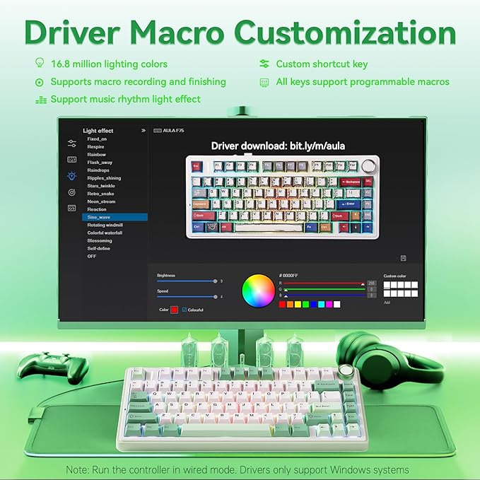 Aula F75 Gaming Keyboard, 75% Wireless Keyboards RGB Backlit - Image 8