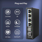 6 Port 2.5G Unmanaged Network Switch, VIMIN 4X 2.5Gbase-T Ports, 2X 10G SFP+ - Image 4