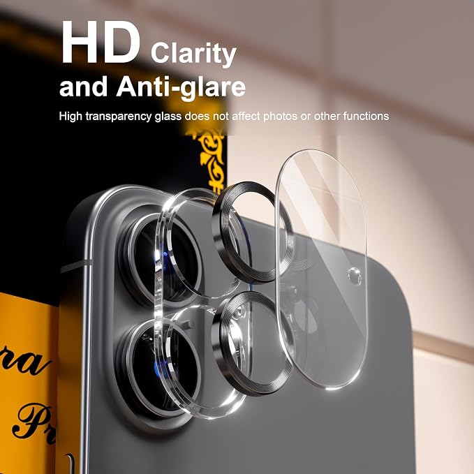 beuxece for 6 Pack iPhone 16 / iPhone 16 Plus Camera Lens Protector 9H Tempered - Image 7
