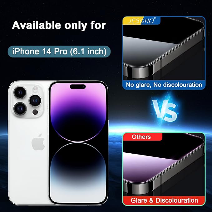 Screen Protector for iPhone 14 Pro, HD Clear, 9H Hardness, No Bubbles, Case - Image 2