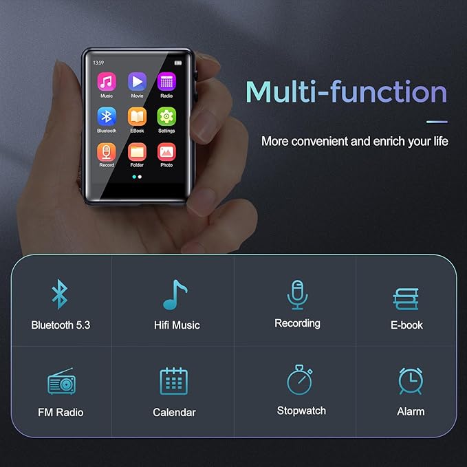MP3 Player with Bluetooth 5.3, Portable HiFi Lossless Sound Music Player with - Image 5