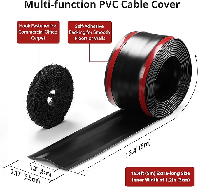16.4ft Cord Cover Floor, Soft PVC Cord Covers - Image 2