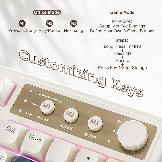 AULA S99 Gaming Keyboard, Wireless Computer Keyboards, Tri-Mode - Image 6