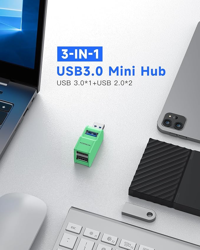 FORIDA 3 Ports USB 3.0 Adapter, USB Hub - Image 2