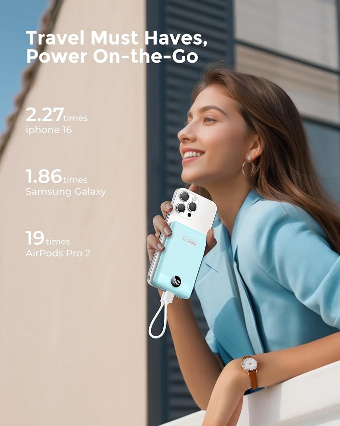 VEEKTOMX Mini Portable Charger 10000mAh, 22.5W Fast Charging Small Power Bank - Image 5