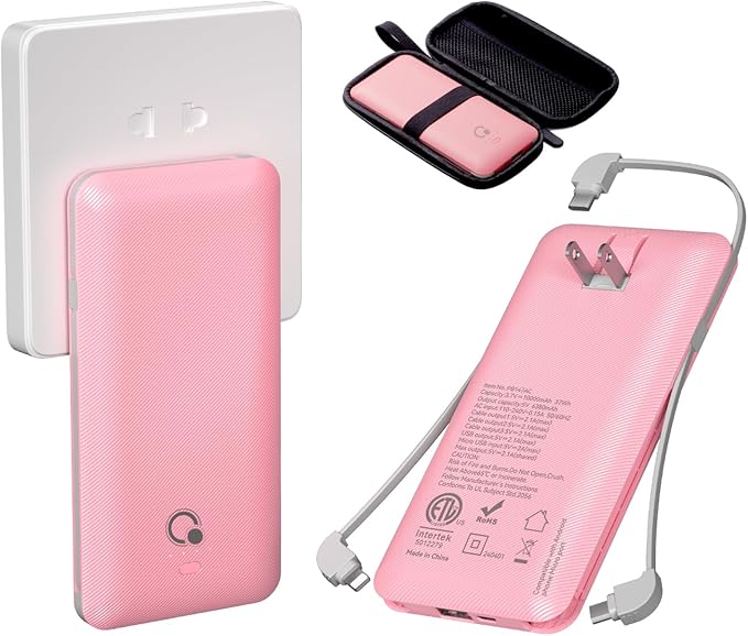 Q 10000mAh Power Bank, Slim Portable Charger, 4 Output External Battery Pack by BrandQ