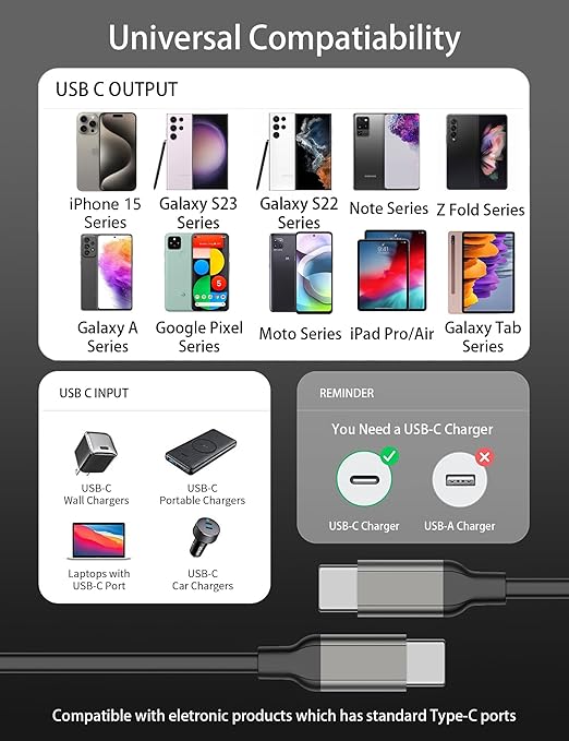 Coiled USB C to USB C Cable for Car 2Pack, 60W Retractable Apple USB C Charger - Image 7